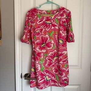 Lilly Pulitzer Floral Pink and Green Lined Dress. Size 6. Read description! Used